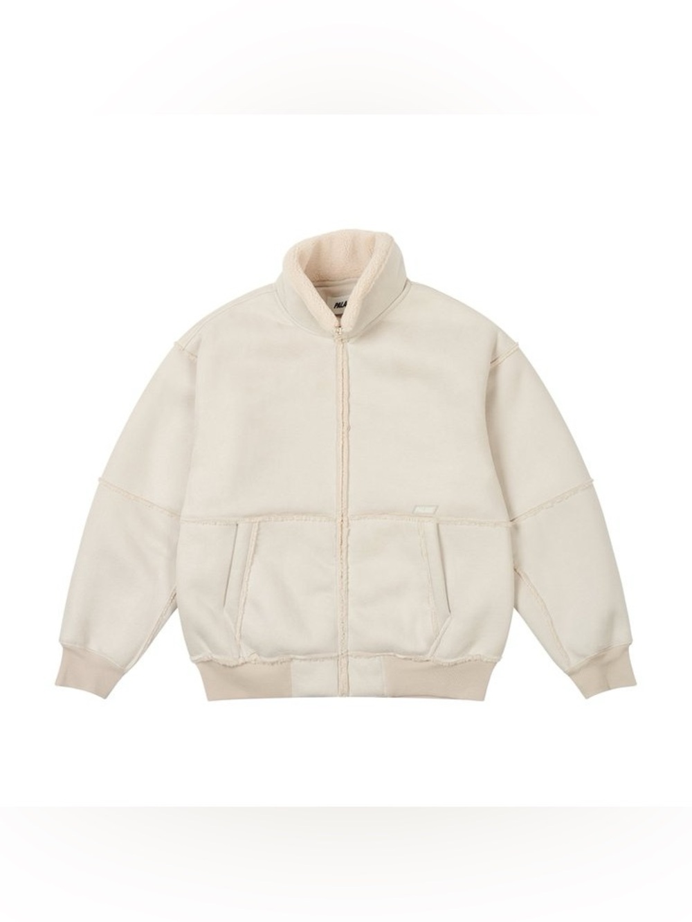 Palace Sherpa Faux Suede Funnel Soft White Men's Size XL Full Zip Jacket FW24